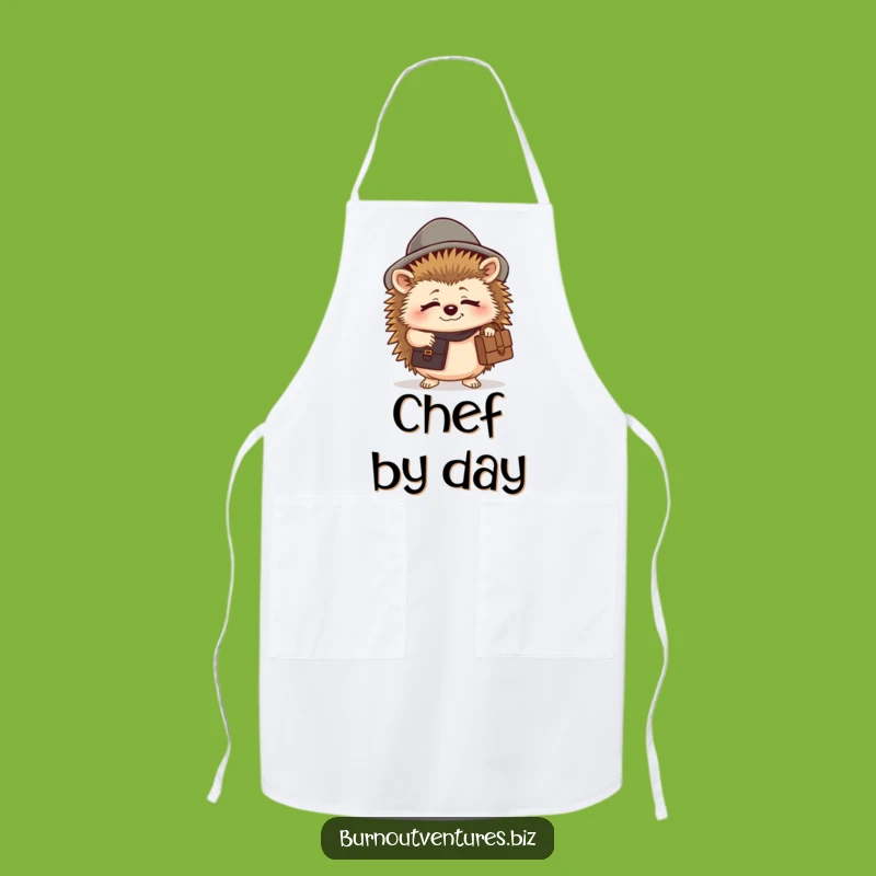 Funny Tired Hedgehog Apron - Chef's Hilarious Work Companion