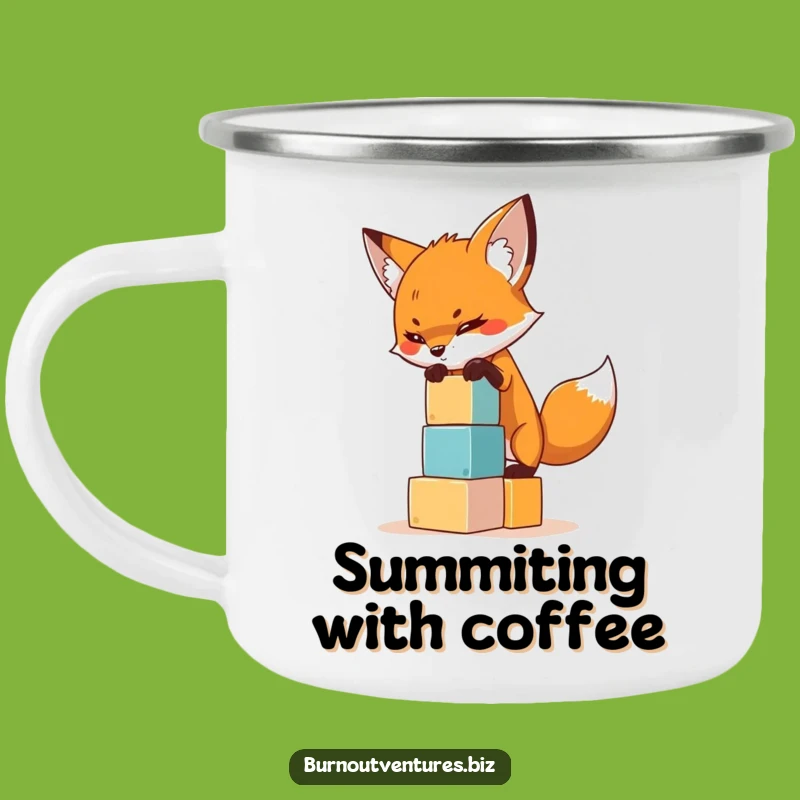 Funny Fox Balancing Camping Mug: Outdoor Adventures and Focused Efforts