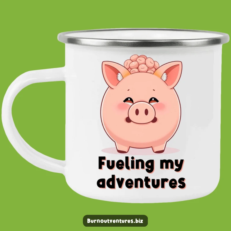 Funny Fox Cub Piggy Bank Camping Mug: Outdoor Humor for the Savvy Venturer