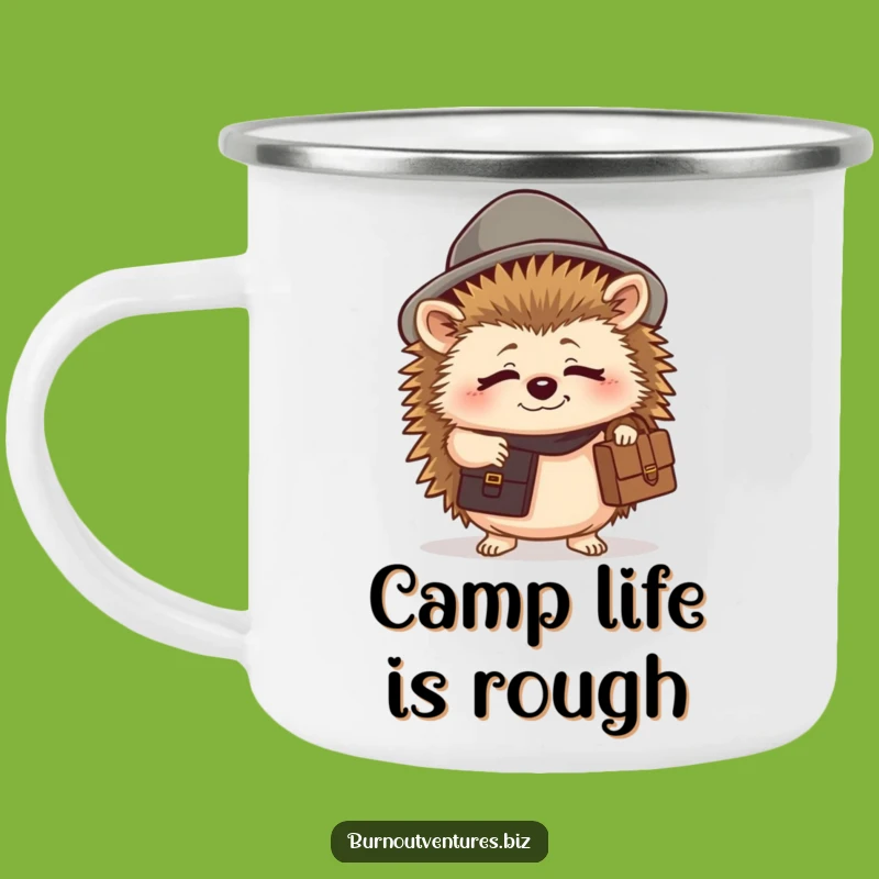 Funny Tired Hedgehog Camping Mug - Work Warrior's Companion