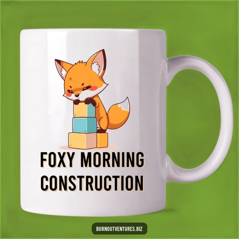 Funny Fox Balancing Mug: Ambitious Builder Gift for Determined Foxes