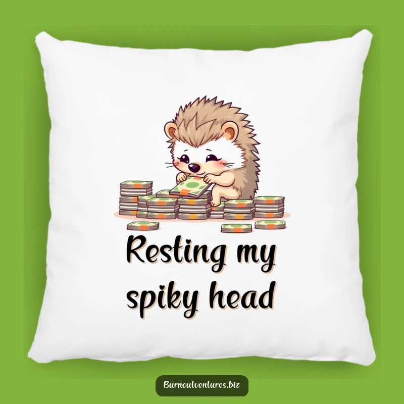 Funny Hedgehog Stacks Pillow: Comfy Cushion for the Determined Organizer