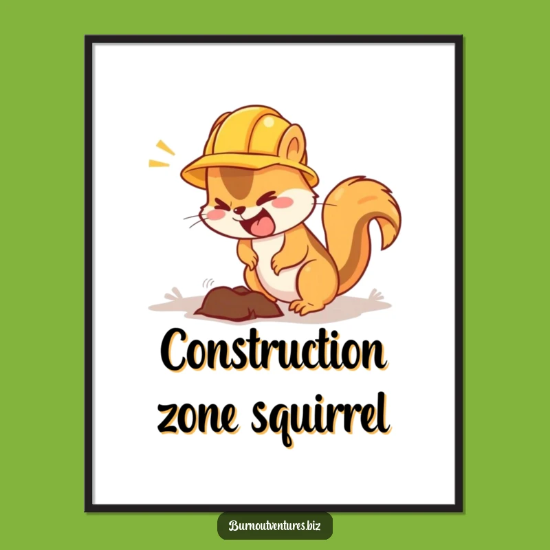 Funny Squirrel Construction Digital Art - Worker Animal Printable Decor