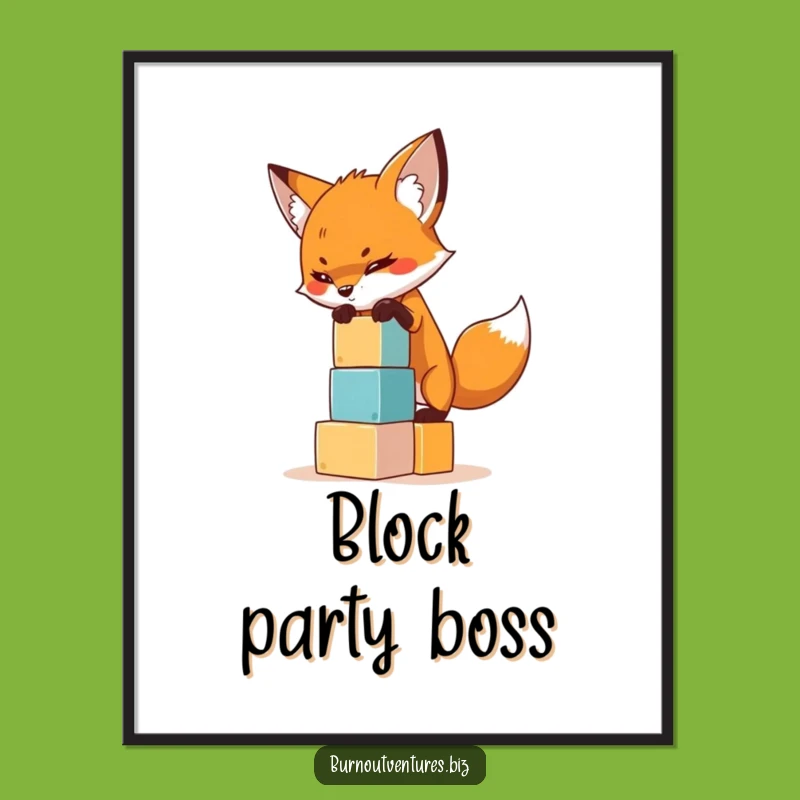 Funny Fox Balancing Digital Art: Printable Motivational Decor