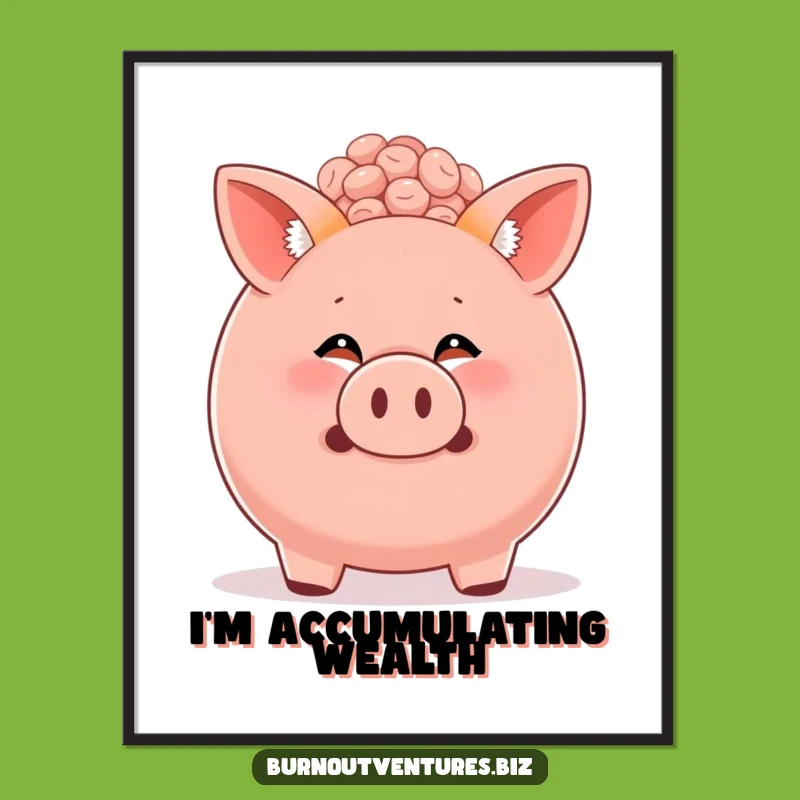 Funny Fox Cub Piggy Bank Digital Art: Instant Hilarious Saver Decor Gift