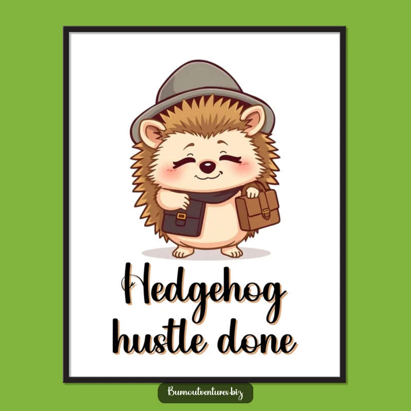 Funny Tired Hedgehog Digital Art - Instant Humorous Decor