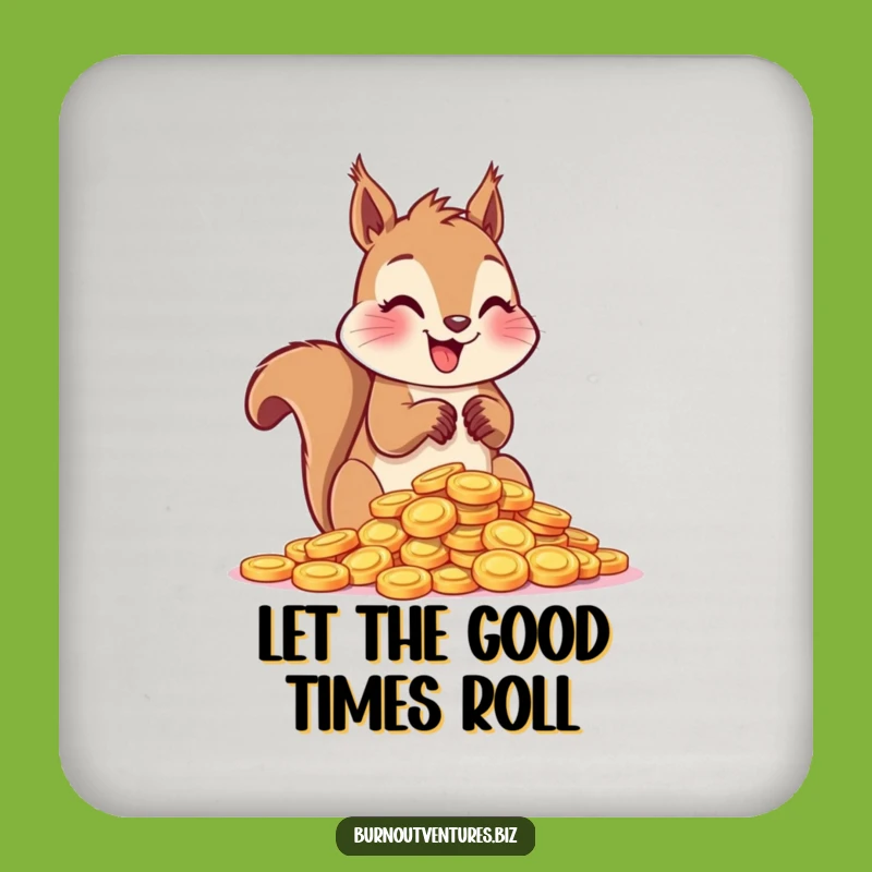 Funny Squirrel Token Coaster: Protect Surfaces with Enthusiastic Collector Style