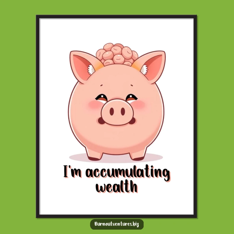 Funny Fox Cub Piggy Bank Poster: Whimsical Wall Art and Hilarious Saver Gift Idea