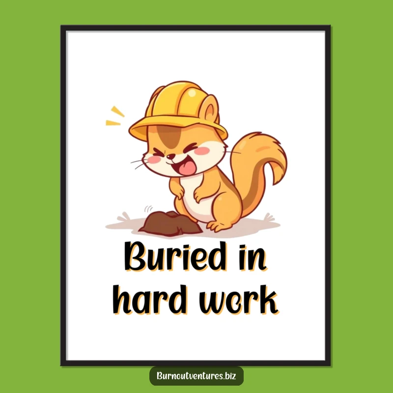 Funny Free Printable Squirrel Construction Wall Art - Downloadable DIY Gift Decor