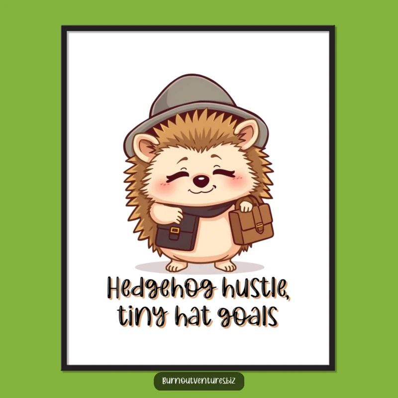 Funny Free Printable Wall Art: Tired Hedgehog, Humorous Downloadable Decor!