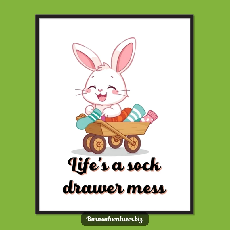 Free Printable Wall Art: Bunny's Sock Trove - Funny Downloadable Decor