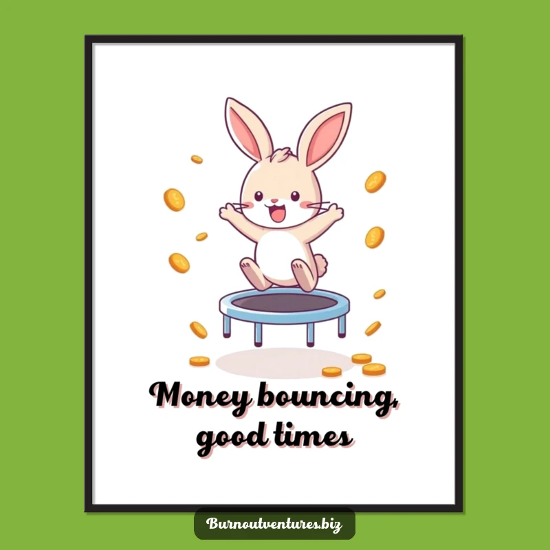 Funny Free Printable Bunny Wall Art: Bouncing Coins, Hilarious Animal Decor
