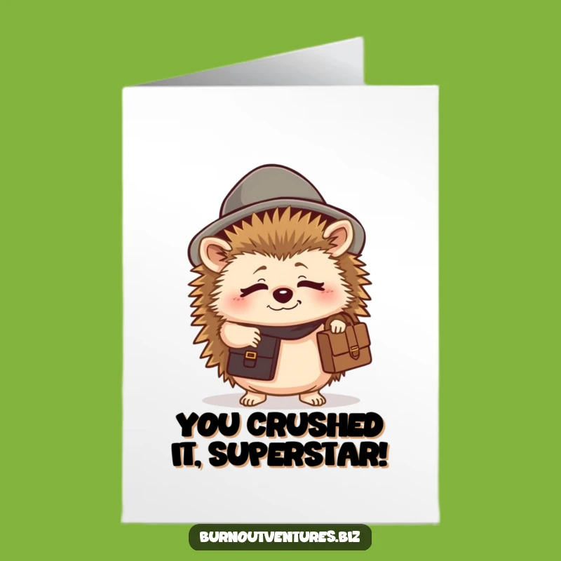 Free Printable Congrats Card: Tired Hedgehog, Hilarious DIY Achievement!