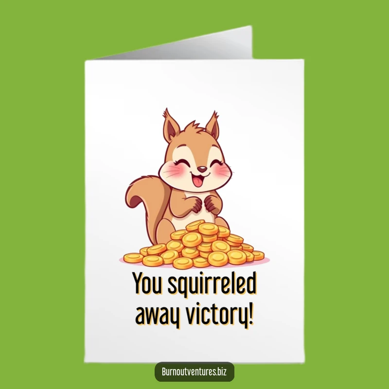 Free Printable Congrats Card: Happy Squirrel Counting Tokens - Downloadable Success Gift