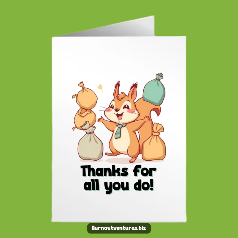 Free Printable Thank You Card: Juggling Squirrel, Heartfelt Downloadable Appreciation Gift for the Super Busy