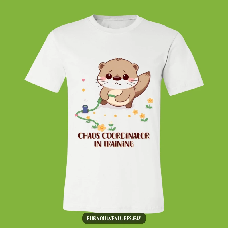 Funny Otter Tripping T-Shirt: Hilarious Gardener Mishap Tee for Otter Enthusiasts