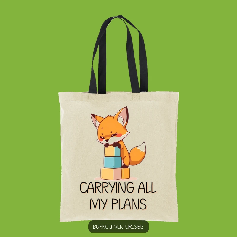Funny Fox Balancing Tote Bag: Carry Your Goals with Ambitious Style
