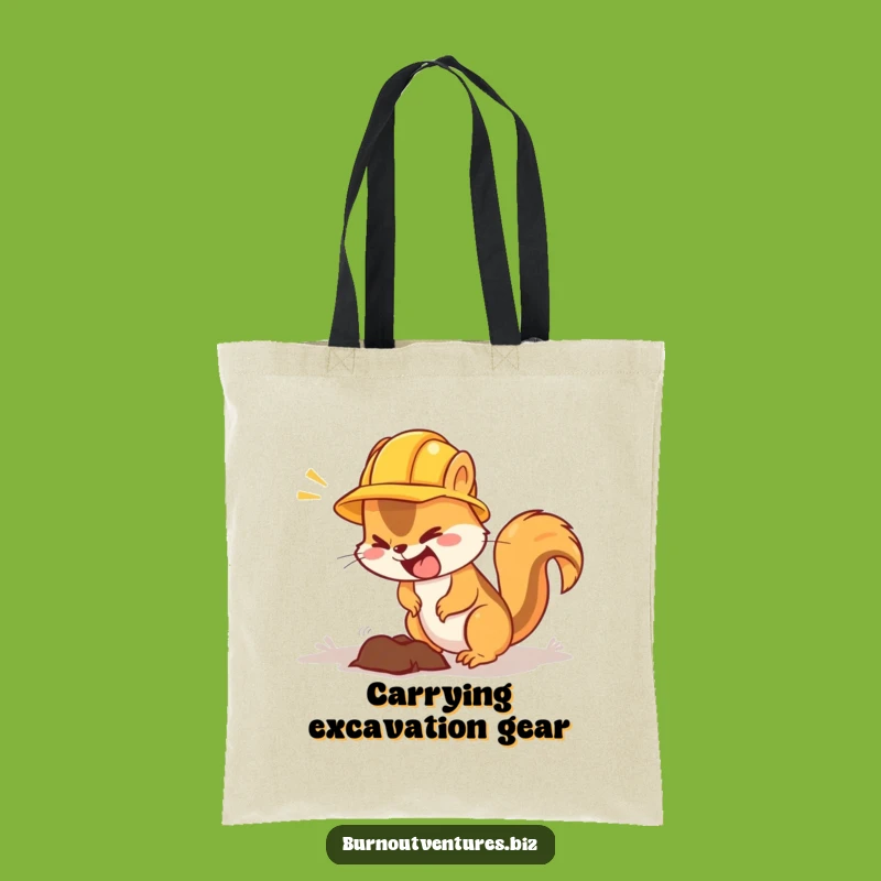 Funny Squirrel Construction Tote Bag - Busy Animal Carryall Gift